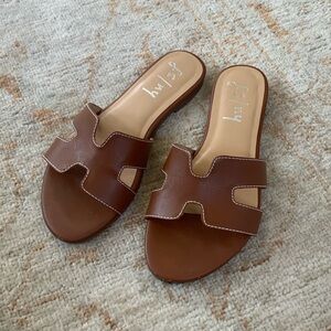French Sole cognac sandal size 7.  Great condition